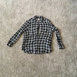 Black and white button-down blouse